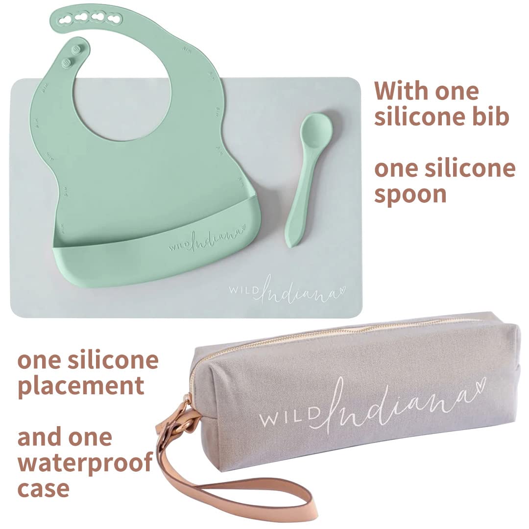 Travel-friendly Silicone Baby Bib Set - Sage