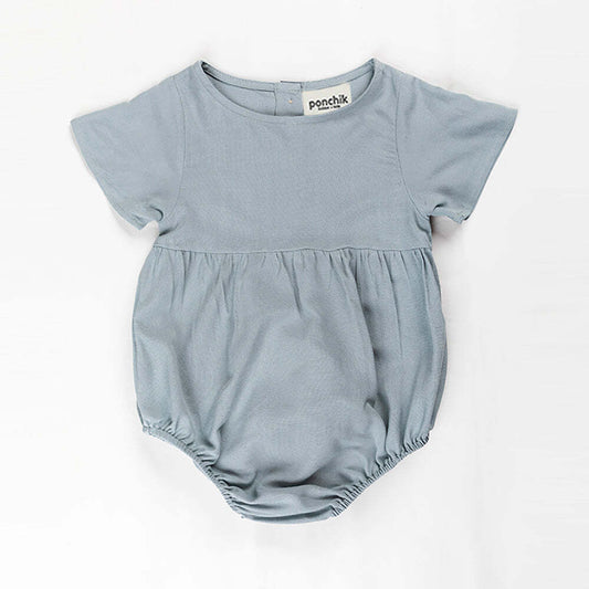 Linen Toddler Romper - Capri Blue