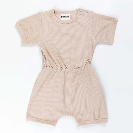 Ribbed Cotton Romper (Sugar Cookie, 0-3 Months)