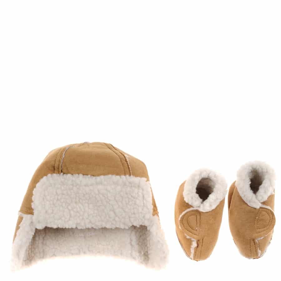 Lambswool Bonnet & Booties - Brown
