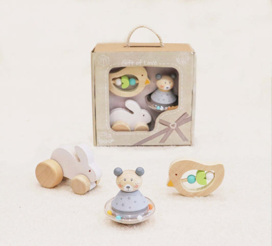 Calm & Breezy Baby Gift Set Bunny Bird Bear 3pcs