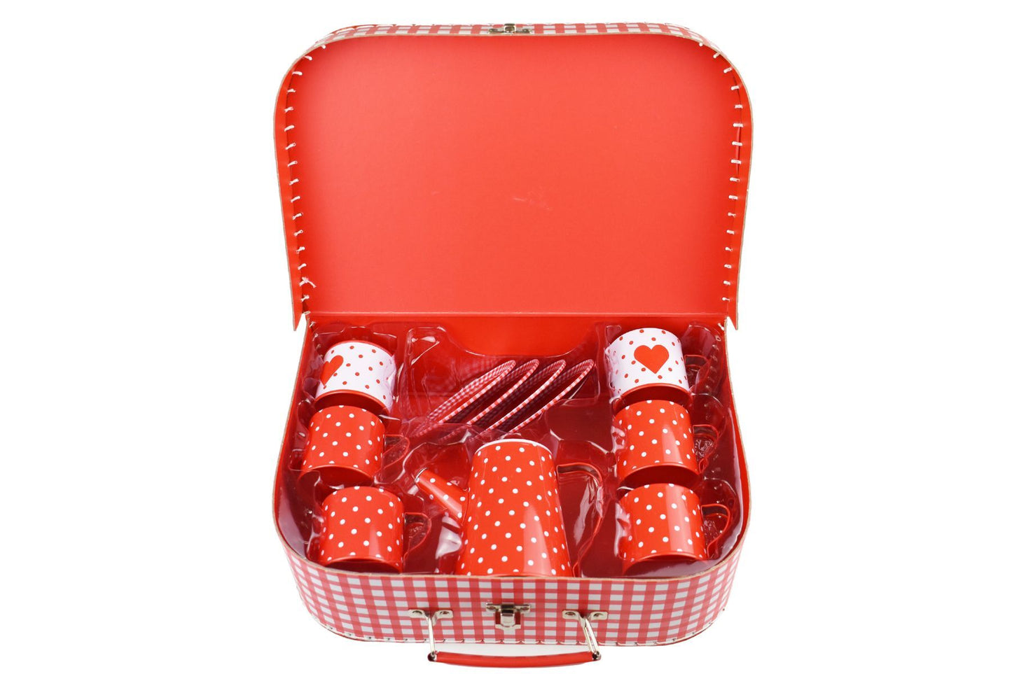 Heart Tin Tea Set With Mugs 13pcs