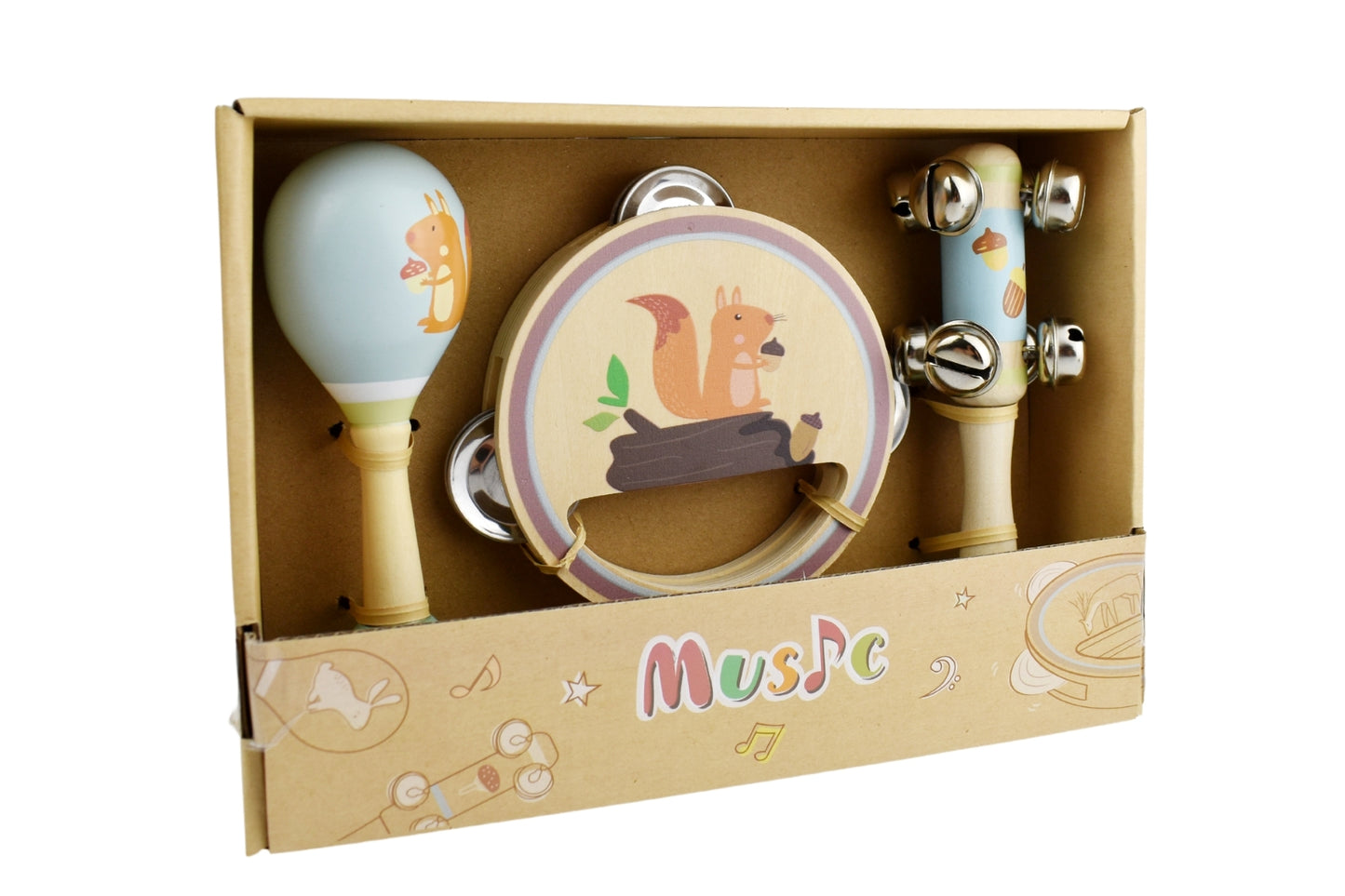 Calm & Breezy Squirrel Wooden 3pcs Musical Set