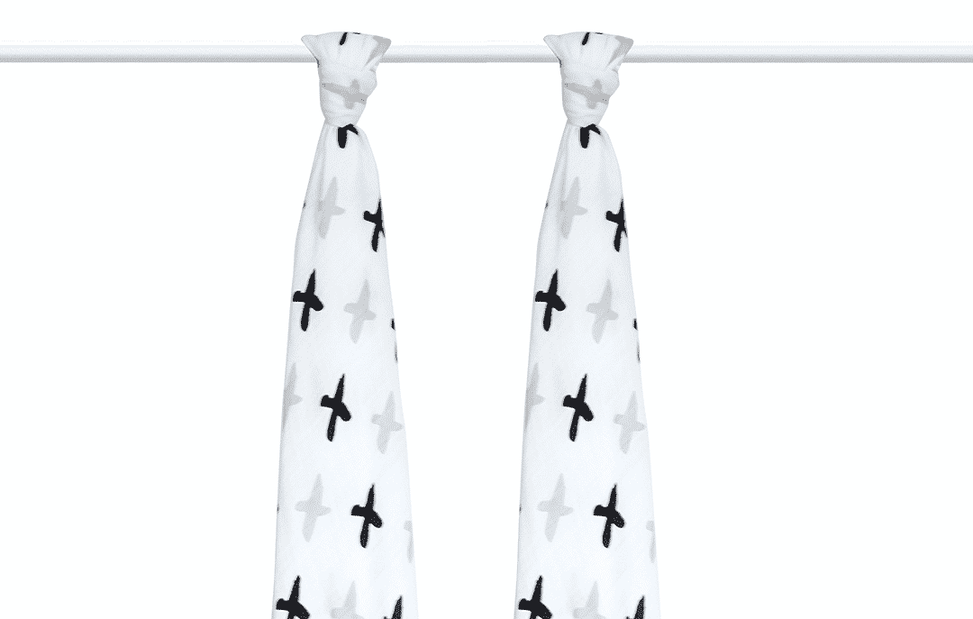 Bamboo Muslin Wrap 2pce Set - Tic Tac Toe