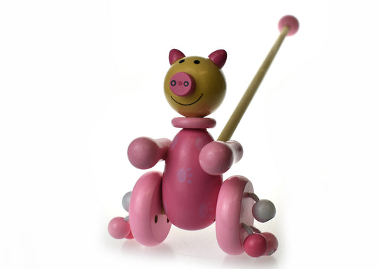 Push Along Wooden Pig
